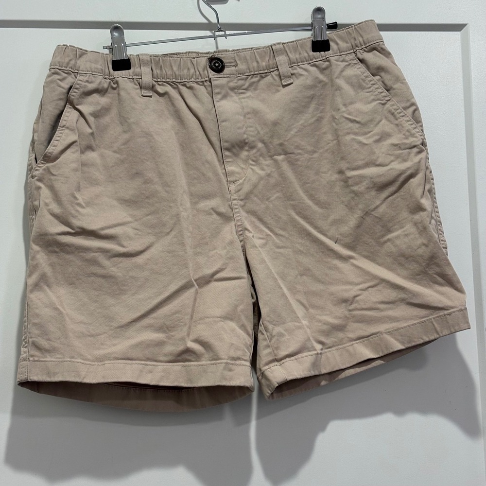 Chubbies Mens Khaki Tan Casual Chino Shorts Elastic Waist Size Large 5075